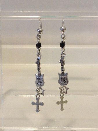 Rockstar orecchini  cristallo swarovski , ciondoli in acciaio